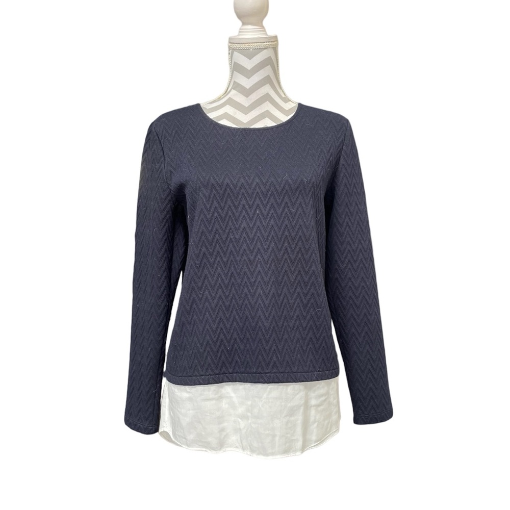 CROWN & IVY Navy Blue Long Sleeve Top Size: Small